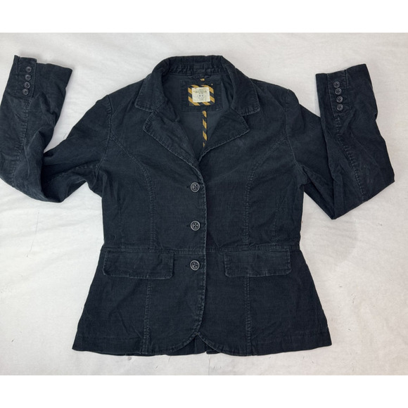 Grunge Corduroy Blazer Cinched Waist Women's Size 12 Navy Blue Dark Academia - Picture 4 of 7